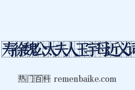 寿徐魏公太夫人玉宇母近义词是什么意思的图片
